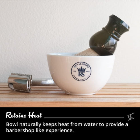Ceramic Textured Shaving Bowl – Shave Soap & Shaving Cream Dish, Textured for Rich Lather (White)...