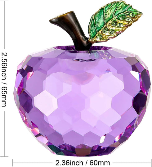 Crystal Apple Figurine Paperweight, Handmade Statue Ornament Home Decoration, Collectible Crystal Crafts, Come with Gift Box, Great Gift for Birth...