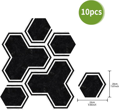10 Pcs Self-Adhesive Hexagonal Matte Frosted Vinyl Floor Wall Tiles Sticker for Home Decor, Peel and Stick Stone Effect Foaming Flooring Tiles, 20...