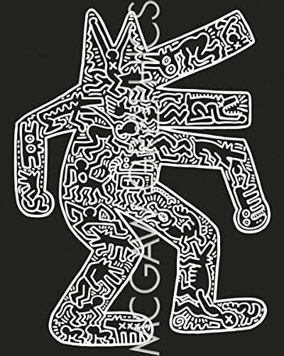 Bruce McGaw Graphics Dog, 1985 by Keith Haring, Art Print Poster, Paper Size 14" x 11" Image Size 10" x 8"(2488)...
