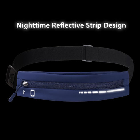 Slim Running Belt for Women Men Water Resiatant Runners Fanny Pack Adjustable Waist Pouch Reflective Phone holder Running Gear Accessories for Spo...