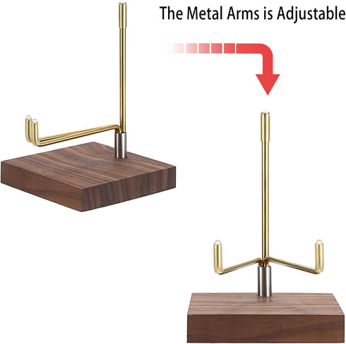Hipiwe Adjustable Metal Arms Display Stand Easel with Wooden Base - Rocks Crystal Display Easel Holder for Mineral Agate, Gemstones, Fossils, Cora...