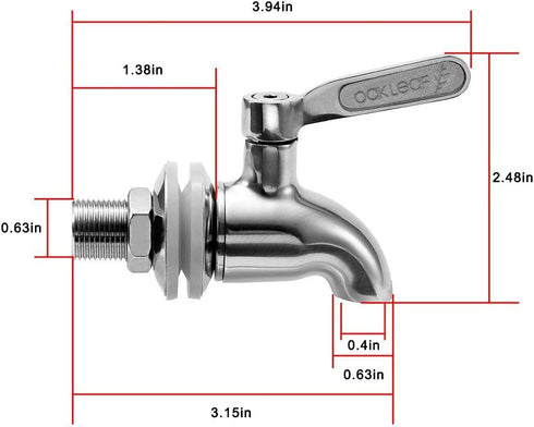 Oak Leaf Replacement Spigot for Beverage Dispenser, Stainless Steel Spigot for Drink Dispenser, Water Dispenser Faucet, Food Grade, 2 Pack...