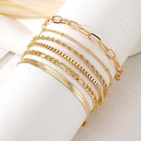 KISS WIFE Gold Bracelets for Women, Thin Dainty Stackable Bracelet Pack, Simple Trendy Adjustable Bracelets Set, Fashion Accessories Jewelry Gifts...