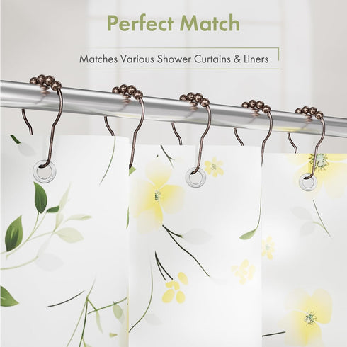 Amazer Shower Curtain Hooks, Decorative Bronze Shower Curtain Hooks,Stainless Steel Rust-Resistant Shower Hooks for Curtains-Set of 12...