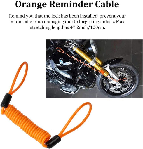 Portable Motorcycle Disc Lock,Anti Theft Disk Brake Lock with Reminder Cable for Motorcycle Bicycle Wheel Compatible for Harley Triumph Tiger Duca...