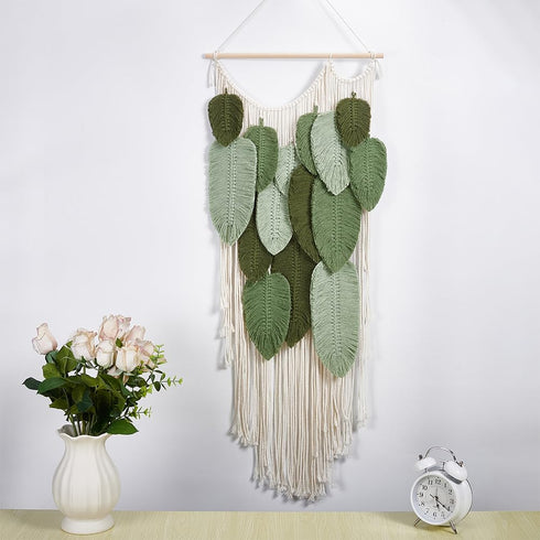 FREEBLOSS DIY Macrame Leaf Tapestry Kit Macrame Leaf Wall Hanging Boho Wall Hanging Leaves Tapestry with Long Tassel Macrame Kit for Beginners wit...