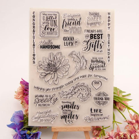Label Words Clear Stamps for Card Making Flowers Transparent Silicone Stamp DIY Scrapbooking Supplies Embossing Paper Card Album...