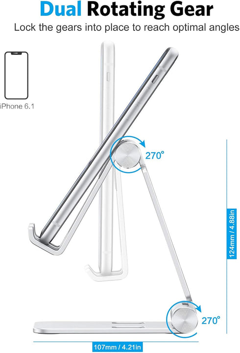 OMOTON Foldable Cell Phone Stand, C4 Portable Aluminum Phone Holder, Adjustable Phone Dock Cradle Compatible with iPhone 14/13/12/11 Pro Max, Sams...