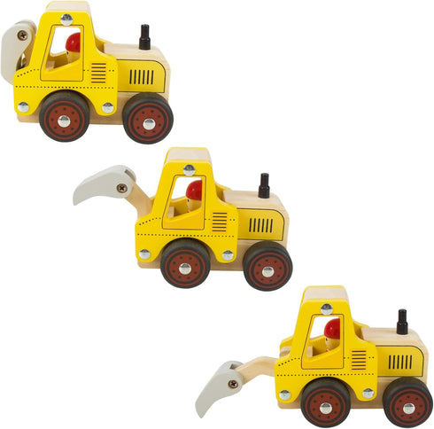 Wooden Push Car Toys for Infants 18 Months, 2 Pcs Baby Vehicle Toys Hand Push Car Toys for 2 Year Old Boys Girls (Excavator + Truck)...