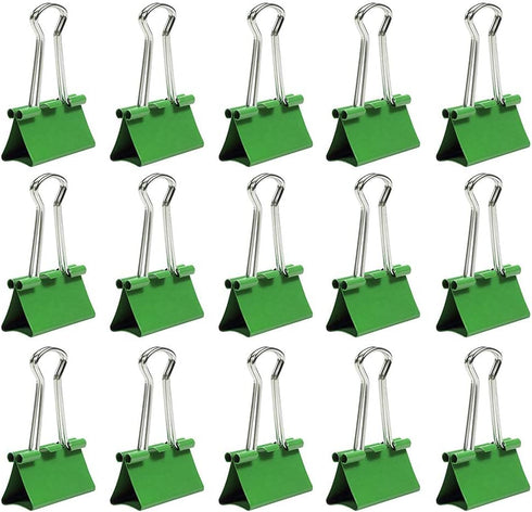 JAM PAPER Colorful Binder Clips - Medium - 1 1/4 Inch (32 mm) - Green Binderclips - 15/Pack...
