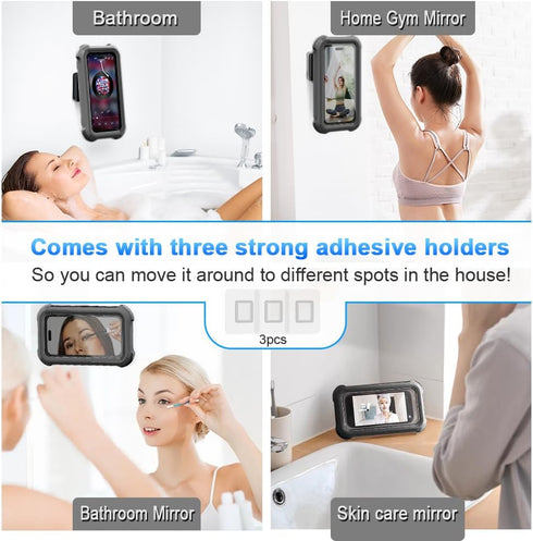 Shower Phone Holder Waterproof,480° Rotating Wall Phone Holder Mount with HD Touch Screen Guardian Phone up to 7 inch for iPhone 15 14 13 12 Pro 1...