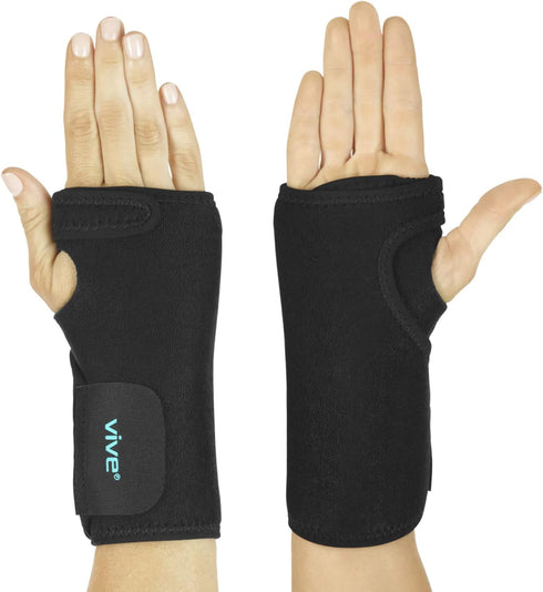 Vive Wrist Brace - Carpal Tunnel Hand Compression Support Wrap for Men, Women, Tendinitis, Bowling, Sports Injuries Pain Relief - Removable Splint...