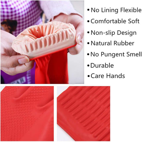 Rubber Cleaning Gloves Kitchen Dishwashing Glove 3-Pairs,Waterproof Reuseable.(Small)...