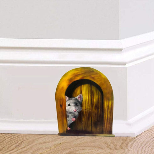 5Pc Interesting Scaredy Mice Mouse Hole 3D Wall Sticker Realistic Decor Decal,Kids Room, Classroom, Home, Bedroom, Bookcase, Mice and Men, Childre...