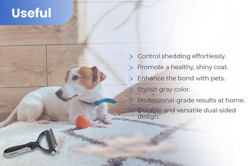 PETACARE® Pet Double Sided Brush. Friendly Undercoat Rake and Furever Brush for Dogs, Professional Pet Grooming Tool, Perfect for Dog and Cat Shed...