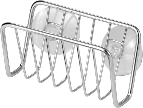 mDesign Metal Sponge Holder for Kitchen Sink with Suction Cups - Small Holder for Sponges in The Kitchen or Soap Holder in The Bathroom - Quick Dr...