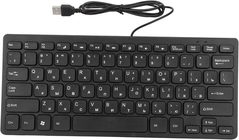 Yosoo Computer Keyboard Mini Thin 78 Keys Keyboard, USB Wired Keyboard with Russian German French English, Portable Personal Wired Keyboard Mute f...