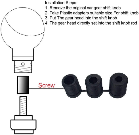 Abfer Short Shift Knob Car Gear Shifter Knobs Metal Shifting Stick Lever Handle Replace Fit Most Automatic Manual Transmission Vehicle (Silver)...