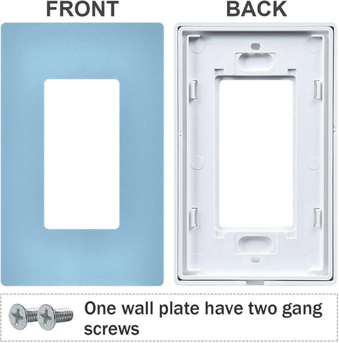 Light Blue Light Switch Cover Receptacle Outlet Wall Plate 1 Gang Screwless Decorator Wallplates Cover Home Decor H4.6xL2.9 inch...