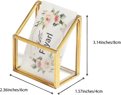 Feyarl Gold Glass Vertical Business Card Holder Business Card Display Stand Clear Name Card Organizer Storage for Office Meeting Desk Countertop...