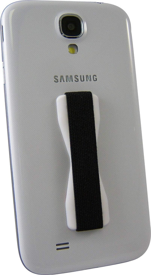 LOVEHANDLE Universal Phone Grip for Most Smartphones, Mini Tablets and Cases, Black Elastic Strap with White Base, LH-01White...