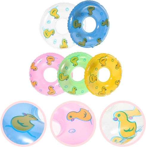 Mini Swimming Ring: Cute Duck Decorative Dollhouse Accessories Photo Props for Summer Sport Theme Decor 3.34in5pcs...