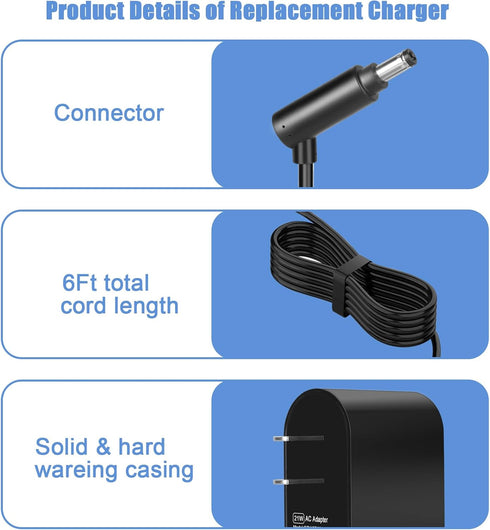 V6 Charger Replacement Compatible for Dyson Vacuum Battery, Charger Cord for V6 V7 V8 Cordless Vacuum Cleaner...