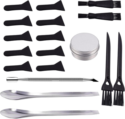 GORGECRAFT 18PCS Black Scrapers Brushes and Spoons Kit for Grinder Including Stainless Steel Pollen Scrapers Plastic Cleaning Brush Spatula Micro ...