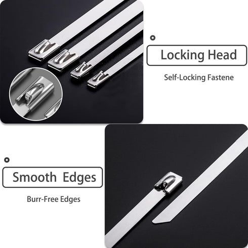 25 PCS Zip Ties Heavy Duty, Outdoor Cable Ties, Zip Ties 10 Inch, 304 Stainless Steel Zip Ties, for Home Improvement, Machinery, Vehicles, Farms, ...