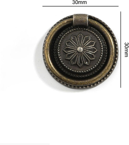 Saim Antique Bronze Knobs Pulls Handles Cabinet Ring Pulls with Screws Metal Hardware Antique Retro for Dresser Drawer Cabinet Cupboard - 8 PCS...