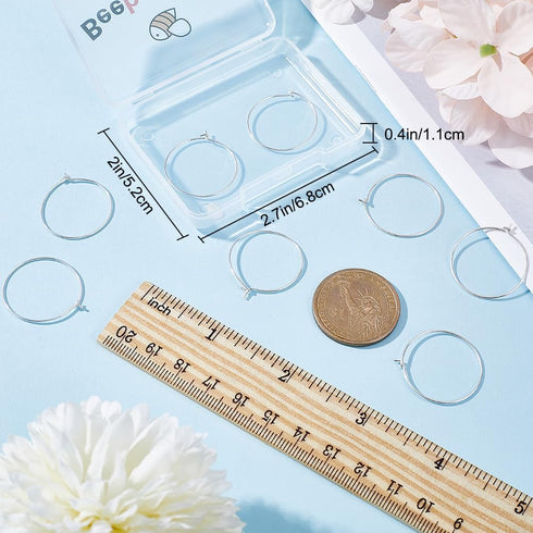 Beebeecraft 1 Box 8Pcs Beading Earring Hoops Sterling Silver Open Oval Round Wine Glass Charm Rings Earring Findings Supplies for Jewelry Making D...