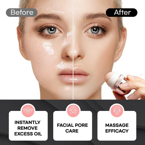 Original K-make up Oil-Absorbing Volcanic Face Roller, Portable and Reusable Facial Skincare Massage Tool, Oil Control On-The-Go (Gold)...