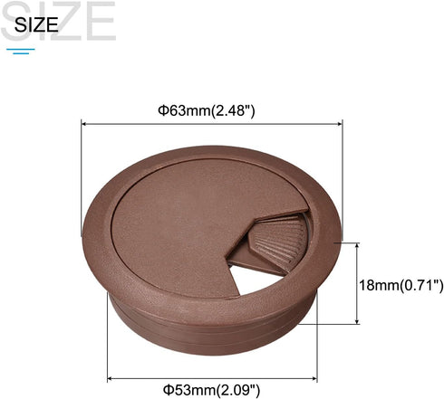 Cable Cord Grommet (53mm/2.09") 10Pcs, Plastic Round Cable Hole Cover Wire Organizer - for Home Desk Cable Wire Management, Brown...