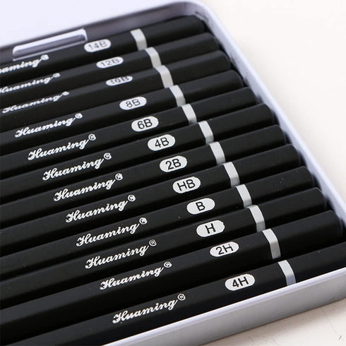 Drawing Sketch Pencils Set 4H 2H H HB B 2B 4B 6B 8B 10B 12B 14B Art Supplies for Drawing Art Sketching Shading Artist Pencils, 12 Count Black...