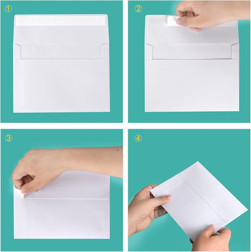 100 Pack 4x6 Envelopes for Invitations, A6 Printable White Envelopes, Envelopes Self Seal for Weddings, Invitations, Photos, Postcards, Greeting C...