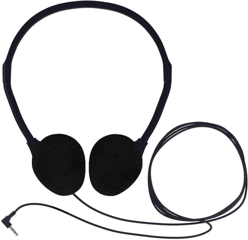 Bulk Over The Head Inexpensive Disposable Headphones Wholesale Lot Kids Individually Bagged for Schools, Libraries, Hospitals (1 Pack, Black)...