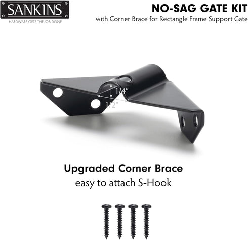 SANKINS Anti-Sag Gate Kits for Wooden Fence, Black Gate Support Cable Kit Hardware, Gate Sag Frame Kit Hardware for Wooden Fence, Wood Gate Door R...