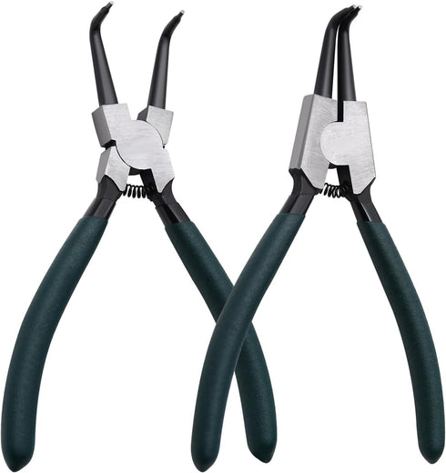 Snap Ring Pliers Set, 2pcs 7" Internal/External Circlip Pliers Kit with Bent Jaw, Heavy Duty Precision Spring Loaded Pliers for Ring Remover Retai...