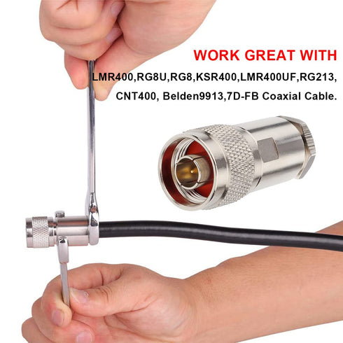 XRDS -RF N Male Connectors Clamp Plug Attach Adapter 50 ohm Rf Coaxial Connector for LMR400 /KMR400 Cable Belden 9913 RG8 Cable Pack of 2 Pieces...