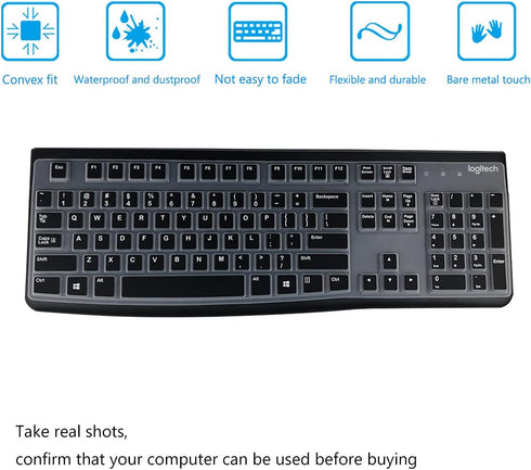 2 Pack Keyboard Cover for Logitech K120 & MK120 Ergonomic Desktop USB Keyboard, Logitech K120 & MK120 US Layout Waterproof Anti-Dust Keyboard Skin...