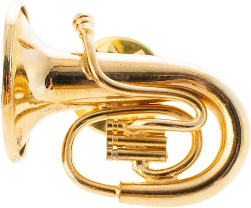 Broadway Gift Co. Miniature Goldtone Tuba 2 Inch Brass Fashion Lapel Brooch Pin with Red Velvet Lined Instrument Case...