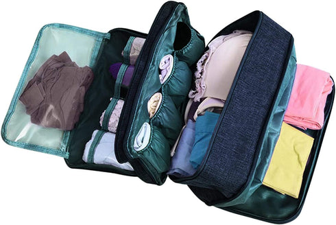 AIBEARTY Portable Waterproof Underwear Storage Bag Travel Bra Organizer Lingerie Socks Toiletry Bag Layer Cosmetic Pouch for Women Men...