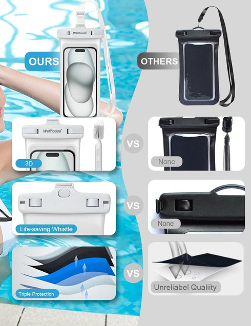 Waterproof Phone Pouch with Lanyard Cellphone Ip8x Diving 3D Seamless Dry Bag Case Outdoor Beach Underwater HD Tpu Waterproof Dustproof Touch Phon...