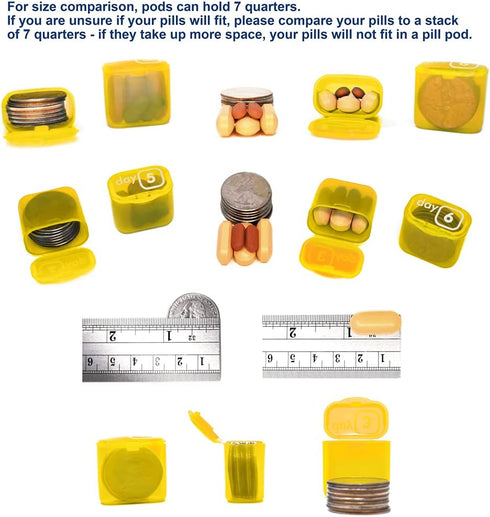 31 Day Monthly Pill Pod Organizer for Easy Medication Management - Stay on Track with Daily Vitamin Supplement Med Boxes, Ready for Travel - Yello...