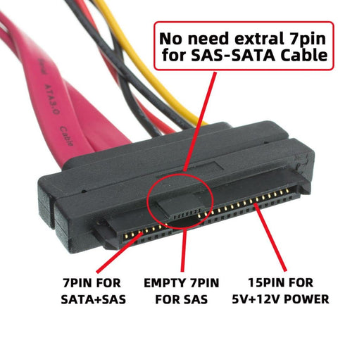 chenyang SAS to SATA Cable,SFF-8482 SAS 29 Pin to SATA 22Pin Hard Disk Drive Raid Extension Cable with 15 Pin SATA Power Port...