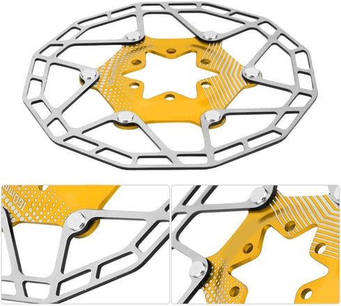 Bike 160mm 6 Bolt Disc Rotor Brake, Bike Ultralight Floating Rotor Brake Disc Pad For Mountain Road Bicycle(Gold) Riding racks and storage...