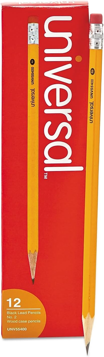 Universal UNV55400 HB #2 Woodcase Pencil - Black Lead/Yellow Barrel (1-Dozen)...