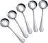 Soup Spoons, 5-Pack Stainless Steel Spoons Silverware Round Cereal Spoon Dinner Spoons Tablespoons Set for Bouillon Dessert Ice Cream Kitchen Cook...