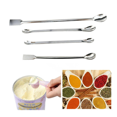 1Set Stainless Steel Micro Sampling Spoons Spatula Combination Reagent Spoons Laboratory Supplies (Pack of 4)...